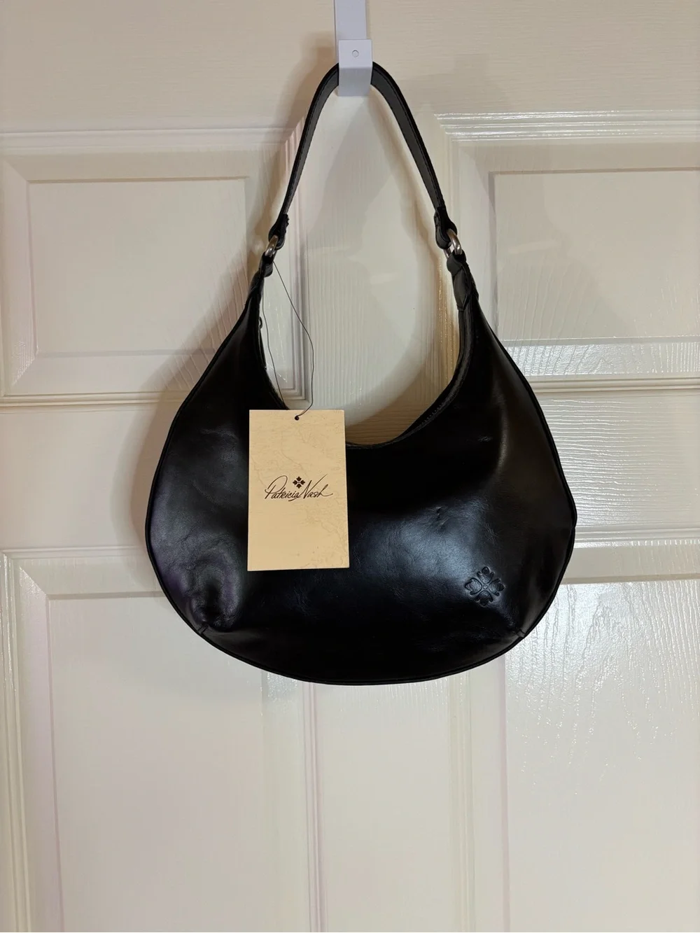 Patricia Nash Coco Crescent Black Leather Crescent Hobo